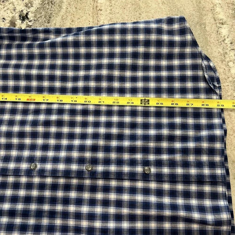 BANANA REPUBLIC Mens Blue Plaid Button Up Shirt L Slim Fit Pearl Buttons Pocket‎